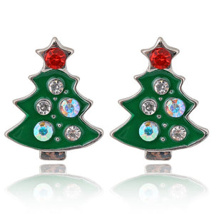 YAOLOGE Cute Enamel Decorative Earring Earrings Tree reindeer bells candy For Women Christmas Fashion party Jewelry Gift 2019