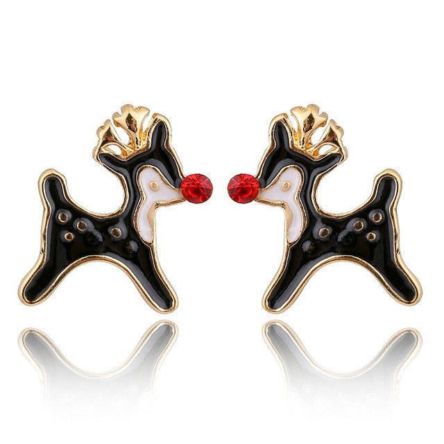 YAOLOGE Cute Enamel Decorative Earring Earrings Tree reindeer bells candy For Women Christmas Fashion party Jewelry Gift 2019