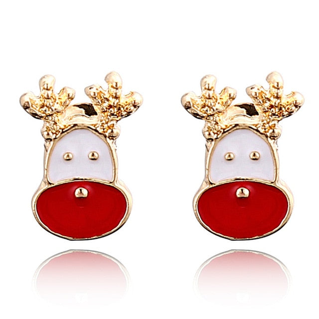 YAOLOGE Cute Enamel Decorative Earring Earrings Tree reindeer bells candy For Women Christmas Fashion party Jewelry Gift 2019