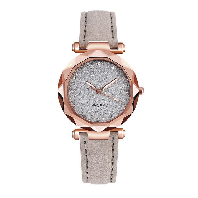 Ladies Watch Fashion Women's Watches Casual Leather Band Crystal Dial Quartz Wrist Watches Relogio Feminino zegarki damskie W50