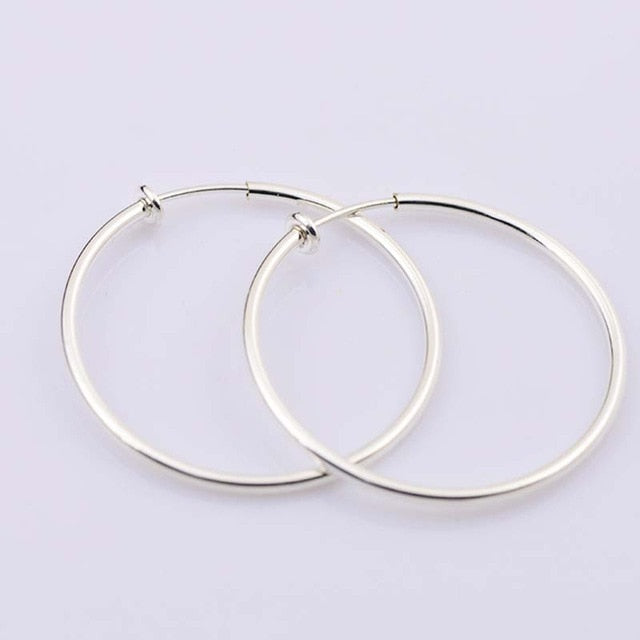 Hot diameter 4cm/5cm/6cm Ear Clips Rings Punk Women Non-Pierced Hoop Earrings Spring Goth Fake Clip-On Circle Earrings