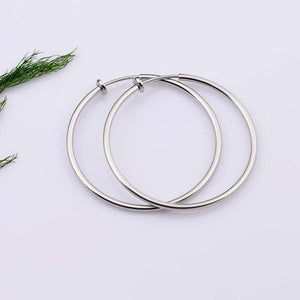 Hot diameter 4cm/5cm/6cm Ear Clips Rings Punk Women Non-Pierced Hoop Earrings Spring Goth Fake Clip-On Circle Earrings