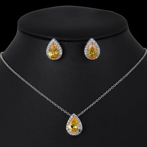 Nigerian Water Drop Cubic Zirconia Wedding Jewelry Sets inlay Luxury Crystal Bridal Jewelry Set Gifts For Bridesmaids AS099