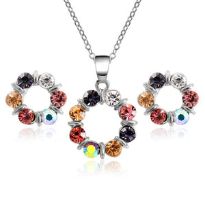 MISANANRYNE Jewelry Sets For Women Colorful Austrian Crystal Butterfly Pendant Necklace Earrings Wedding Jewelry sets