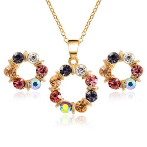 MISANANRYNE Jewelry Sets For Women Colorful Austrian Crystal Butterfly Pendant Necklace Earrings Wedding Jewelry sets