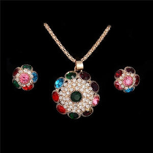 MISANANRYNE Jewelry Sets For Women Colorful Austrian Crystal Butterfly Pendant Necklace Earrings Wedding Jewelry sets