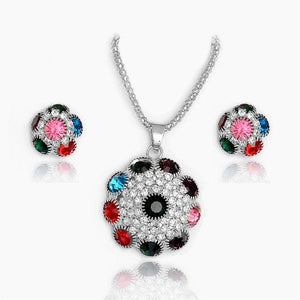 MISANANRYNE Jewelry Sets For Women Colorful Austrian Crystal Butterfly Pendant Necklace Earrings Wedding Jewelry sets