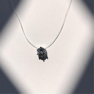 Fashion Shiny Crystal Necklace Zircon Pendant Transparent Fishing Line Invisible Ladies Necklace Jewelry Clavicle Chain Chocker