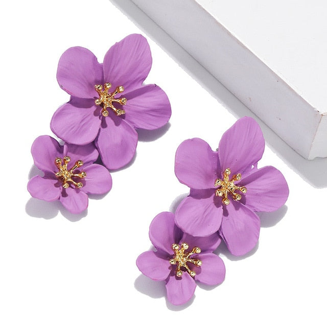 Korean Style Cute Flower Stud Earrings For Women 2018 New Fashion Sweet Earrings Femme Brinco Wholesale Jewelry