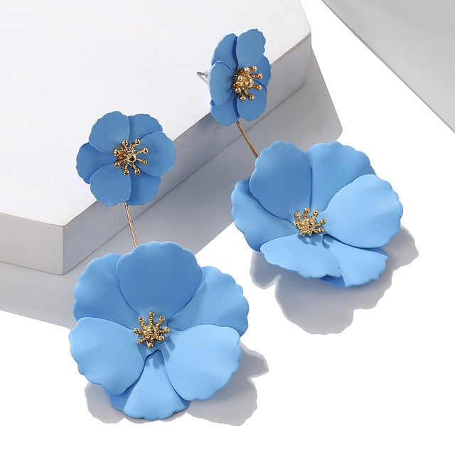 Korean Style Cute Flower Stud Earrings For Women 2018 New Fashion Sweet Earrings Femme Brinco Wholesale Jewelry