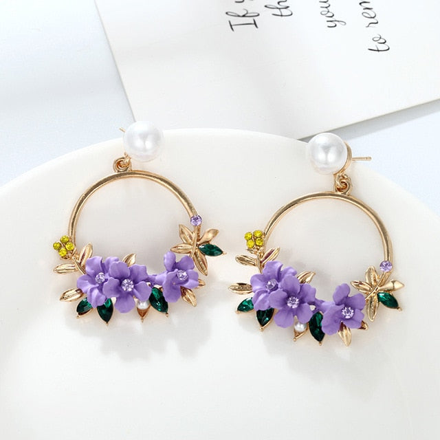 Korean Style Cute Flower Stud Earrings For Women 2018 New Fashion Sweet Earrings Femme Brinco Wholesale Jewelry