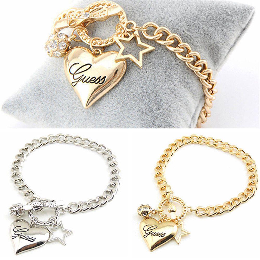 Fashion Women Jewelry Crystal Cuff Bangle Chain Pendant 2019 New Ball Pentagram Heart Bracelet Charm Party Wedding Accessories