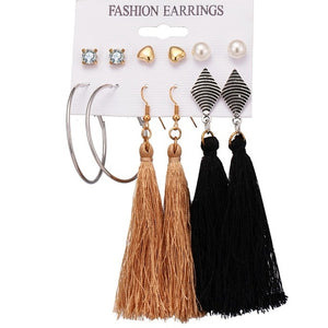 VKME fashion earring pearl earrings set ladies bohemian tassel leopard earrings 6pair / suit ladies Brincos accessories gift