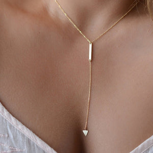 Simple Alloy Gold Silver Color Chain Necklace Pendants Women Fashion Geometric Circle Metal Stick Heart Necklace