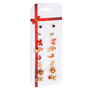 2019 New Christmas earrings set Christmas gift Christmas 8 pairs of Christmas deer Christmas tree earrings set combination