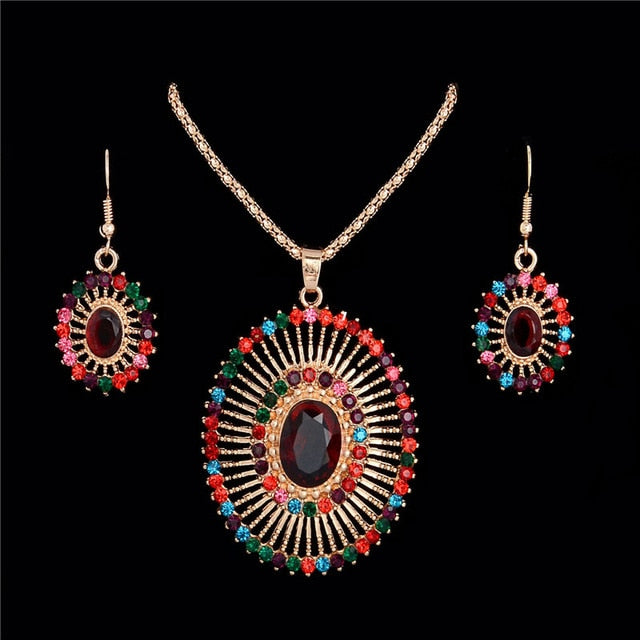 MISANANRYNE Jewelry Sets For Women Colorful Austrian Crystal Butterfly Pendant Necklace Earrings Wedding Jewelry sets