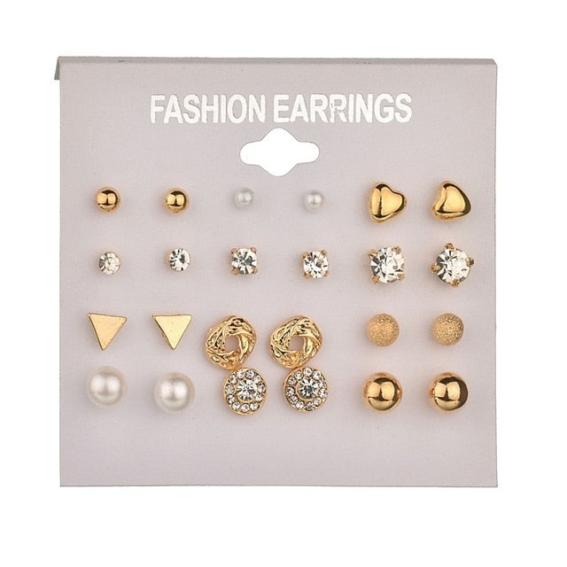 12 pairs White Simulated Pearl Earrings Set For Women Jewelry On Ear Ball Stud Earrings kit Bijouteria brincos Bijoux