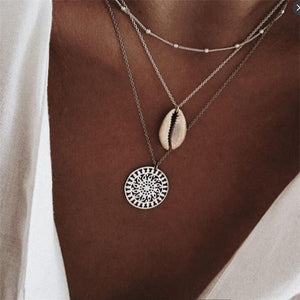 FAMSHIN Bohemian Multi layer Pendant Necklaces For Women Fashion Golden Geometric Charm Chains Necklace Wholesale Jewelry New