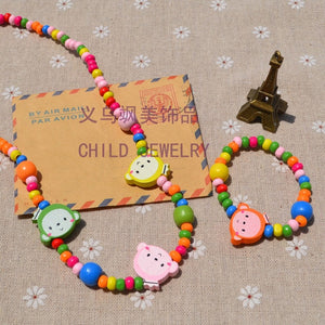 New Style Cute Girl's Gifts Cartoon Children Lovely Jewelry sets Mix Color Acrylic Beads Flower Necklace And Bracelet