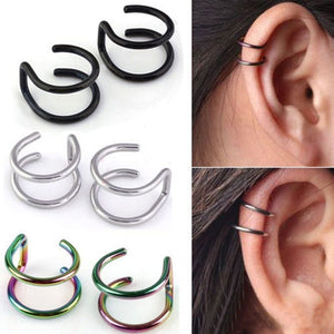 Clip-on Cuff Earrings Men Eardrop Ear Clip 1 Pair Unisex Women Non-piercing Cartilage Hot New Chic