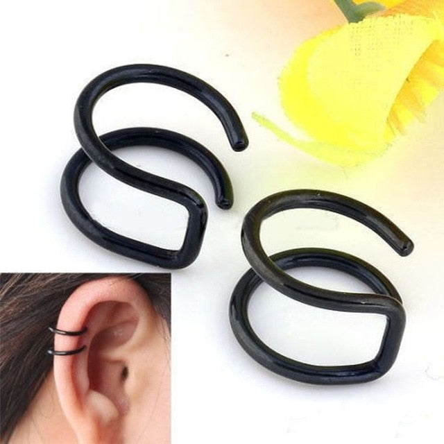 Clip-on Cuff Earrings Men Eardrop Ear Clip 1 Pair Unisex Women Non-piercing Cartilage Hot New Chic