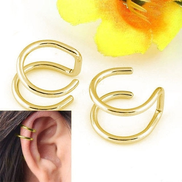 Clip-on Cuff Earrings Men Eardrop Ear Clip 1 Pair Unisex Women Non-piercing Cartilage Hot New Chic