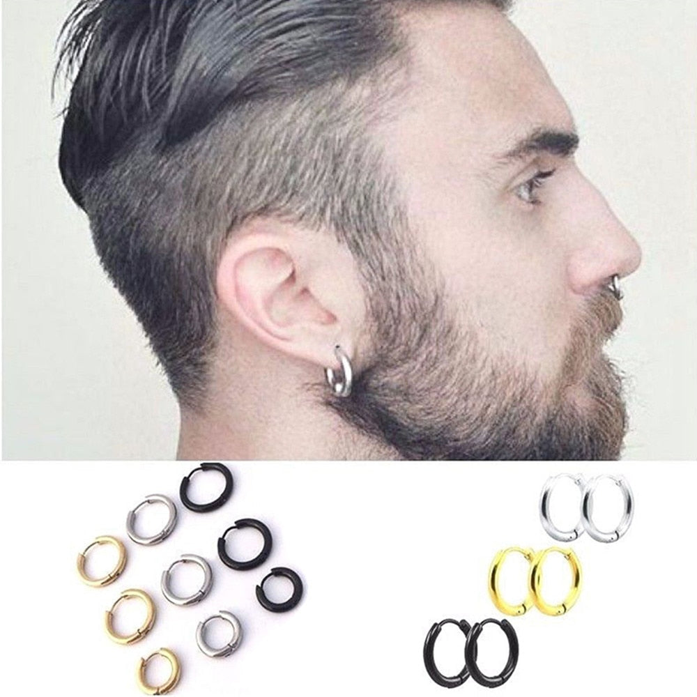 Fashion Women Men Punk Gothic Stainless Steel Simple Round Stud Earrings Lover 3 Colors 3 Size Earring Jewelry