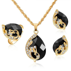 Amazing Price jewelry sets african bridal gold color necklace earrings Ring wedding crystal sieraden women fashion jewellery set