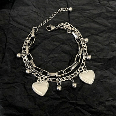 HZ 2019 Cool Lock Cross Punk Rock Chain Adjustable Bracelet Long Chain Silver Alloy Stainless Metal Line for Women Jewelry Party