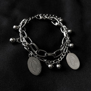 HZ 2019 Cool Lock Cross Punk Rock Chain Adjustable Bracelet Long Chain Silver Alloy Stainless Metal Line for Women Jewelry Party