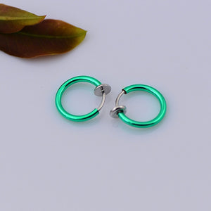 Hot 1 Pair 13mm Women Personality Punk Fake Piercing Earrings Body Piercing Nose Lip Ear Rings Hoop