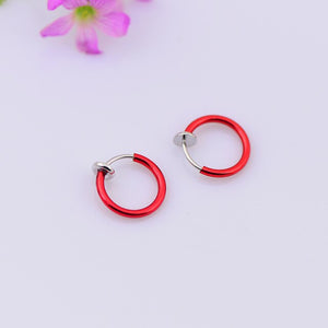 Hot 1 Pair 13mm Women Personality Punk Fake Piercing Earrings Body Piercing Nose Lip Ear Rings Hoop