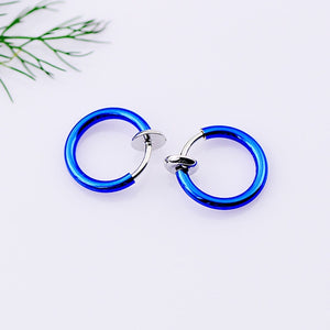 Hot 1 Pair 13mm Women Personality Punk Fake Piercing Earrings Body Piercing Nose Lip Ear Rings Hoop