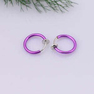 Hot 1 Pair 13mm Women Personality Punk Fake Piercing Earrings Body Piercing Nose Lip Ear Rings Hoop