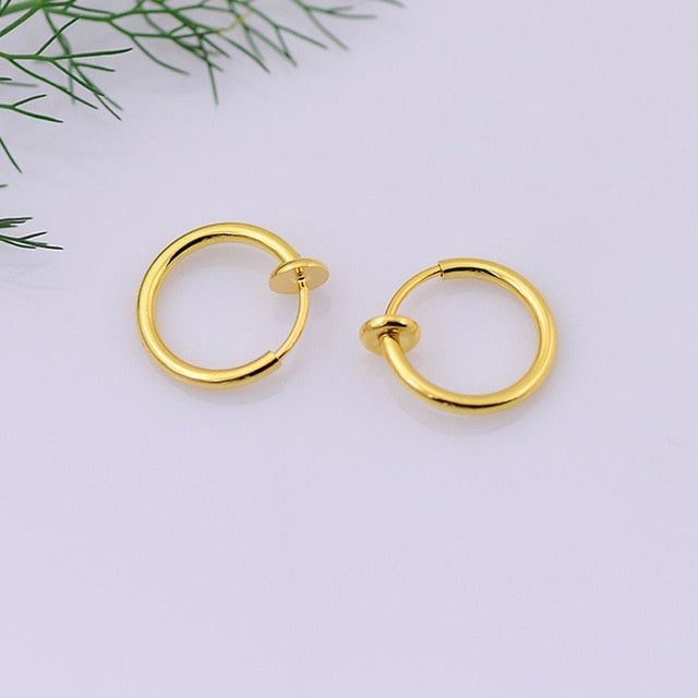 Hot 1 Pair 13mm Women Personality Punk Fake Piercing Earrings Body Piercing Nose Lip Ear Rings Hoop