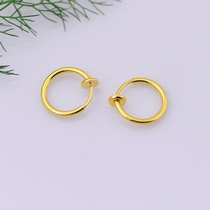 Hot 1 Pair 13mm Women Personality Punk Fake Piercing Earrings Body Piercing Nose Lip Ear Rings Hoop