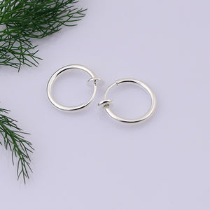 Hot 1 Pair 13mm Women Personality Punk Fake Piercing Earrings Body Piercing Nose Lip Ear Rings Hoop