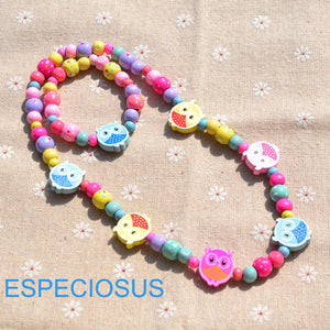 New Style Cute Girl's Gifts Cartoon Children Lovely Jewelry sets Mix Color Acrylic Beads Flower Necklace And Bracelet