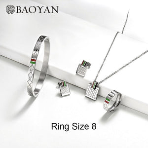 Baoyan Famous Brand Jewelry Wholesale Stainless Steel Jewelry Set Ring Necklace Bracelet Earrings Wedding Jewelry Sets For Women