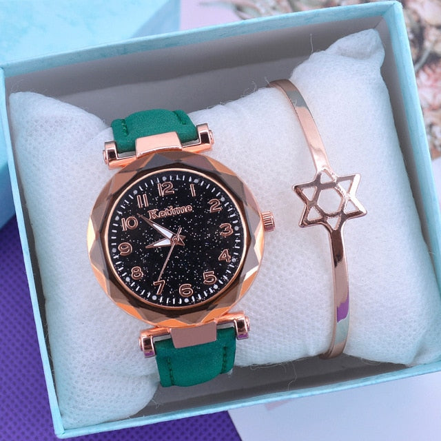 Fashion Starry Sky Women Watches Top Sale Leather Ladies Bracelet Watch Quartz Wristwatches Casual Female Clock Relogio Feminino