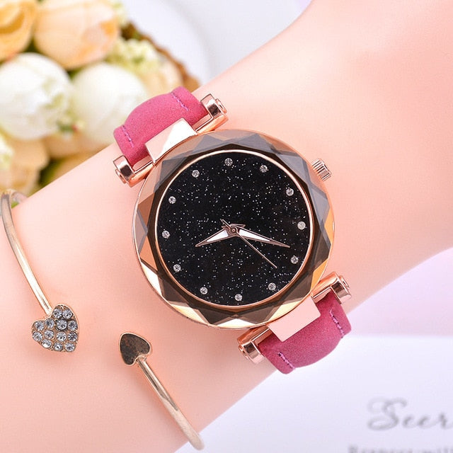 Fashion Starry Sky Women Watches Top Sale Leather Ladies Bracelet Watch Quartz Wristwatches Casual Female Clock Relogio Feminino