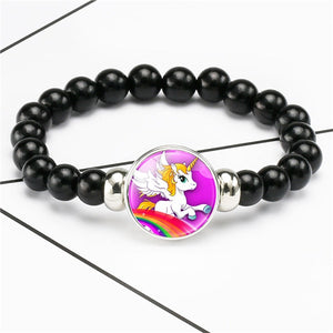 New Cartoon Unicorn Children Bracelet Girl Lovely Bracelets Pegasus Unicorn Beaded Bracelet Sweet Strand Bracelets Jewelry Gift