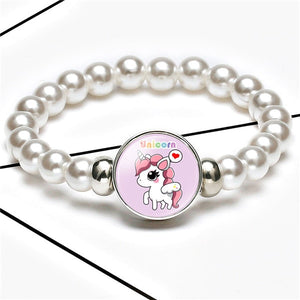 New Cartoon Unicorn Children Bracelet Girl Lovely Bracelets Pegasus Unicorn Beaded Bracelet Sweet Strand Bracelets Jewelry Gift