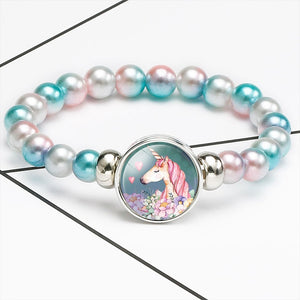 New Cartoon Unicorn Children Bracelet Girl Lovely Bracelets Pegasus Unicorn Beaded Bracelet Sweet Strand Bracelets Jewelry Gift