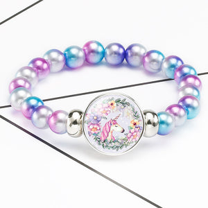 New Cartoon Unicorn Children Bracelet Girl Lovely Bracelets Pegasus Unicorn Beaded Bracelet Sweet Strand Bracelets Jewelry Gift