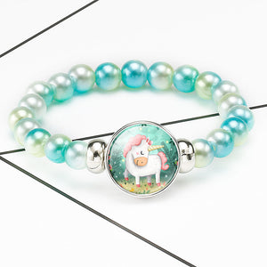 New Cartoon Unicorn Children Bracelet Girl Lovely Bracelets Pegasus Unicorn Beaded Bracelet Sweet Strand Bracelets Jewelry Gift