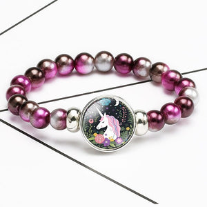 New Cartoon Unicorn Children Bracelet Girl Lovely Bracelets Pegasus Unicorn Beaded Bracelet Sweet Strand Bracelets Jewelry Gift