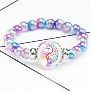 New Cartoon Unicorn Children Bracelet Girl Lovely Bracelets Pegasus Unicorn Beaded Bracelet Sweet Strand Bracelets Jewelry Gift