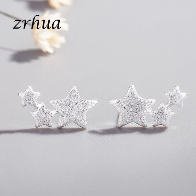 925 Sterling Silver Needle Women Jewelry Fashion Cute Chic Stud Earrings for School Girls Kids Lady Gift pendientes oorbellen