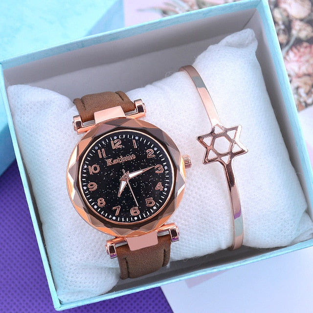 2019 Women Watches Starry Sky Clock Ladies Wrist Watch Bracelet Watches Leather Quartz Wristwatches reloj mujer relogio feminino